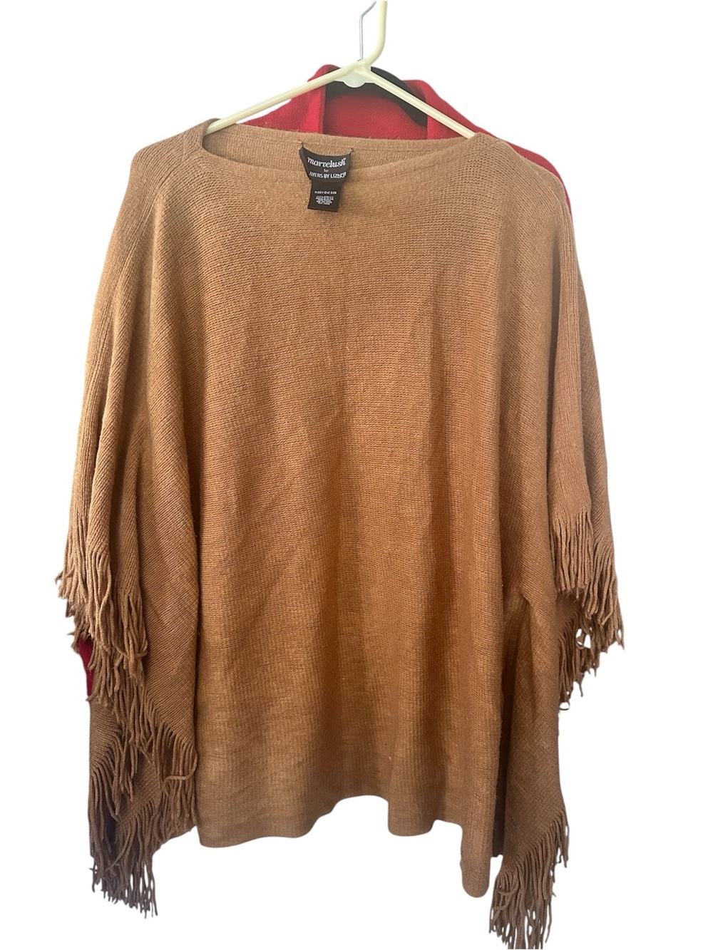 Winter Brown Fringe Knit Poncho perfect for cold weather